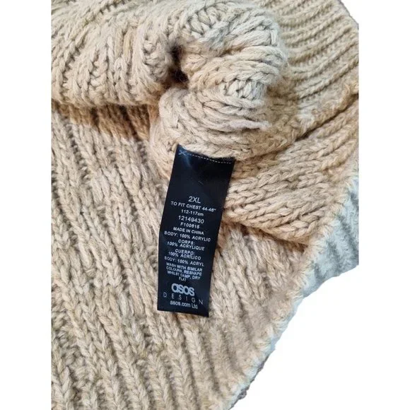 ASOS Tan Brown Chunky Waffle / Cable Knit Oversize Relaxed Soft Jumper Size 2XL - Picture 7 of 7